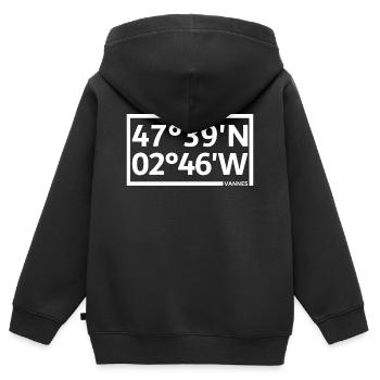 Coordonnées de Vannes - Sweat Premium à capuche zippé enfant bio - noir - Dos - AI Model Kid Male (0cm)