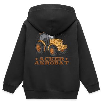 Acker Akrobat Feld Traktor Vieh Feld - Kinder Premium Organic Zip Hoodie - Schwarz - Hinten - AI Model Kid Male (0cm)