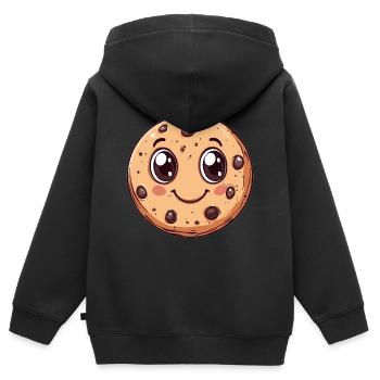 Keks mit Kulleraugen - Kinder Premium Organic Zip Hoodie - Schwarz - Hinten - AI Model Kid Male (0cm)
