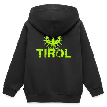Tirol - Kinder Premium Organic Zip Hoodie - Schwarz - Hinten - AI Model Kid Male (0cm)