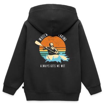 Le kayak en eau vive me mouille toujours - Sweat Premium à capuche zippé enfant bio - noir - Dos - AI Model Kid Male (0cm)