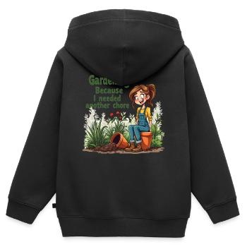 Gartenarbeit ist meine Therapy Lustig Gärtnern - Kinder Premium Organic Zip Hoodie - Schwarz - Hinten - AI Model Kid Male (0cm)
