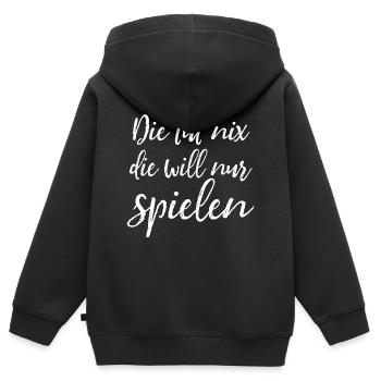 Die tut nix, die will nur spielen - Damen Spruch - Kinder Premium Organic Zip Hoodie - Schwarz - Hinten - AI Model Kid Male (0cm)