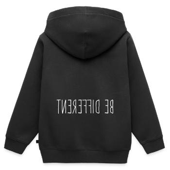 Be Different - Anders Sein Spruch - Kinder Premium Organic Zip Hoodie - Schwarz - Hinten - AI Model Kid Male (0cm)
