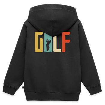 Golf Geschenk Retro Abschlag - Kinder Premium Organic Zip Hoodie - Schwarz - Hinten - AI Model Kid Male (0cm)