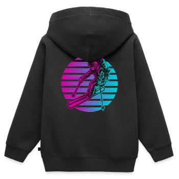 Ski Skiurlaub Skifahrer Neon - Kinder Premium Organic Zip Hoodie - Schwarz - Hinten - AI Model Kid Male (0cm)
