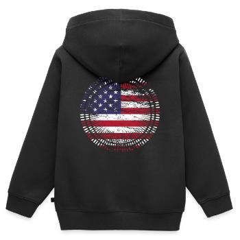 Usa Amerika - Kinder Premium Organic Zip Hoodie - Schwarz - Hinten - AI Model Kid Male (0cm)