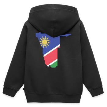 Namibia - Kinder Premium Organic Zip Hoodie - Schwarz - Hinten - AI Model Kid Male (0cm)