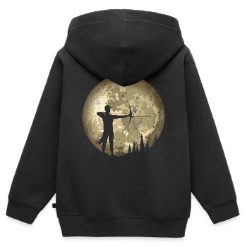 Bogenschießen - Kinder Premium Organic Zip Hoodie - Schwarz - Hinten - AI Model Kid Male (0cm)
