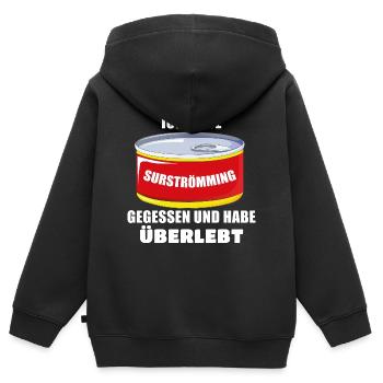 I Survived The Surströmming Challenge Gammelfisch - Kinder Premium Organic Zip Hoodie - Schwarz - Hinten - AI Model Kid Male (0cm)