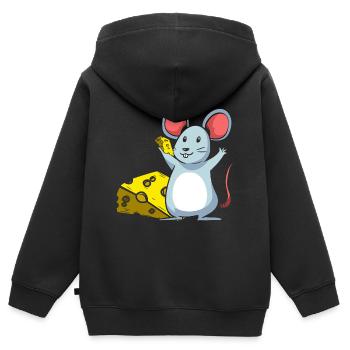 Käse - Kinder Premium Organic Zip Hoodie - Schwarz - Hinten - AI Model Kid Male (0cm)