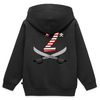 Ich bin Zwei 2 / Pirat Geburtstag Party Geschenk - Kinder Premium Organic Zip Hoodie - Schwarz - Hinten - AI Model Kid Male (0cm)