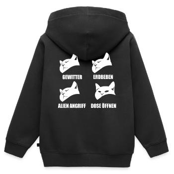 Katze - selektive Wahrnehmung - Spruch - Kinder Premium Organic Zip Hoodie - Schwarz - Hinten - AI Model Kid Male (0cm)