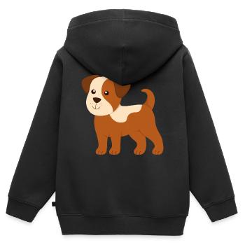 Baby Hund - Kinder Premium Organic Zip Hoodie - Schwarz - Hinten - AI Model Kid Male (0cm)
