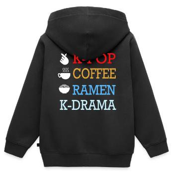 K-Pop Café Korea Pop Kdrama Kpop Corée - Sweat Premium à capuche zippé enfant bio - noir - Dos - AI Model Kid Male (0cm)