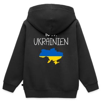 100% Ukrainisch - Geschenk Mann Ukraine - Kinder Premium Organic Zip Hoodie - Schwarz - Hinten - AI Model Kid Male (0cm)