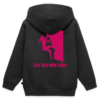 Moins parler plus de craie Grimpeur de bloc - Sweat Premium à capuche zippé enfant bio - noir - Dos - AI Model Kid Male (0cm)