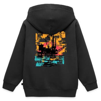 Travailleurs des plates-formes pétrolières - Sweat Premium à capuche zippé enfant bio - noir - Dos - AI Model Kid Male (0cm)