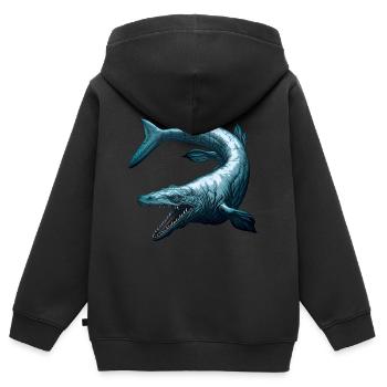 Mosasaure - Sweat Premium à capuche zippé enfant bio - noir - Dos - AI Model Kid Male (0cm)