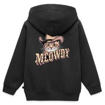Lustige Cowboy-Katze mit miauigen Texas-Vibes - Kinder Premium Organic Zip Hoodie - Schwarz - Hinten - AI Model Kid Male (0cm)