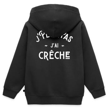 je peux pas j'ai crèche cadeau citation humour - Sweat Premium à capuche zippé enfant bio - noir - Dos - AI Model Kid Male (0cm)