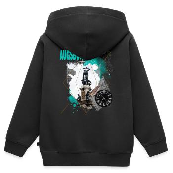 Augsbourg Allemagne City Skyline Vintage Rétro - Sweat Premium à capuche zippé enfant bio - noir - Dos - AI Model Kid Male (0cm)