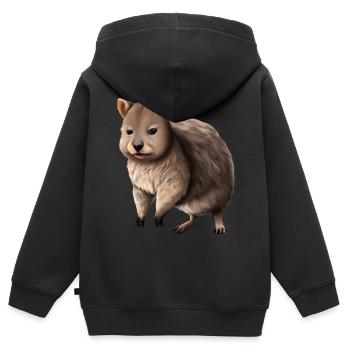 Quokka - das niedliche Beuteltier - Kinder Premium Organic Zip Hoodie - Schwarz - Hinten - AI Model Kid Male (0cm)