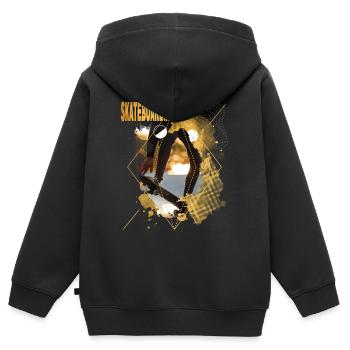 Skateboarding Skate Skater Skateboard Sk8 Gold - Kinder Premium Organic Zip Hoodie - Schwarz - Hinten - AI Model Kid Male (0cm)