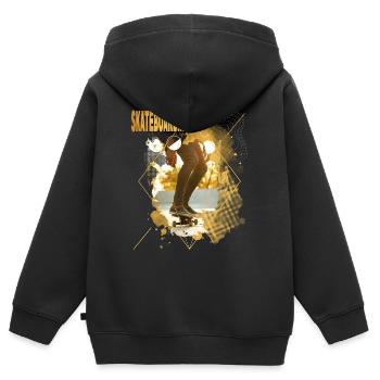 Skateboarding Skate Skater Skateboard Sk8 Gold - Kinder Premium Organic Zip Hoodie - Schwarz - Hinten - AI Model Kid Male (0cm)