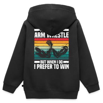 Armdrücken Sport | Wettkampf Armwrestling Geschenk - Kinder Premium Organic Zip Hoodie - Schwarz - Hinten - AI Model Kid Male (0cm)