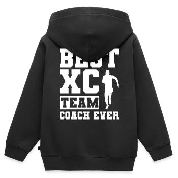 Crosslauf | Cross Country Läufer Berglauf Geschenk - Kinder Premium Organic Zip Hoodie - Schwarz - Hinten - AI Model Kid Male (0cm)