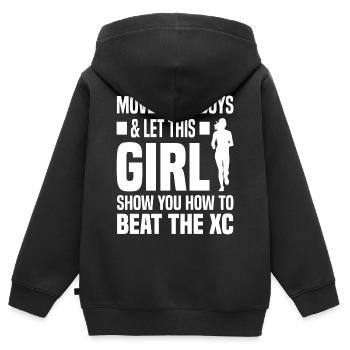 Crosslauf | Cross Country Läufer Berglauf Geschenk - Kinder Premium Organic Zip Hoodie - Schwarz - Hinten - AI Model Kid Male (0cm)