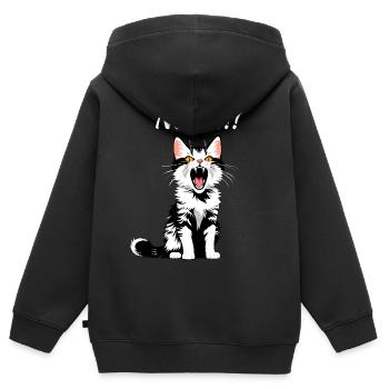 Katze NEIN! - Kinder Premium Organic Zip Hoodie - Schwarz - Hinten - AI Model Kid Male (0cm)