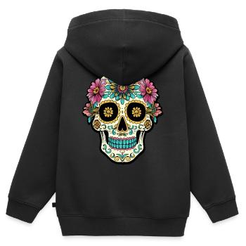 Tag der Toten Sugar Skull, Flippin Sweet Gear - Kinder Premium Organic Zip Hoodie - Schwarz - Hinten - AI Model Kid Male (0cm)