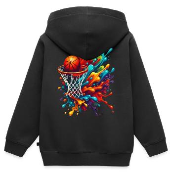 Bunte Basketball Tie Dye Farbe Splash Hoop Net - Kinder Premium Organic Zip Hoodie - Schwarz - Hinten - AI Model Kid Male (0cm)