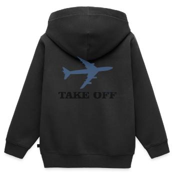 take off flugzeug 1 - Kinder Premium Organic Zip Hoodie - Schwarz - Hinten - AI Model Kid Male (0cm)