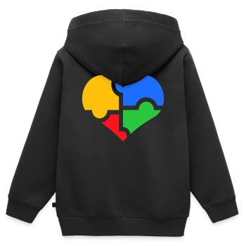 Autismus Autist Liebe Herz Puzzle - Kinder Premium Organic Zip Hoodie - Schwarz - Hinten - AI Model Kid Male (0cm)