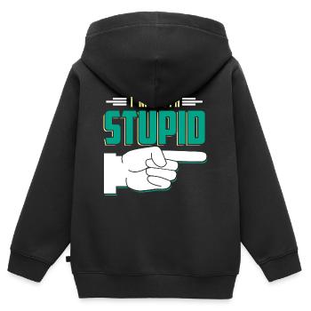Citation drôle - Sweat Premium à capuche zippé enfant bio - noir - Dos - AI Model Kid Male (0cm)