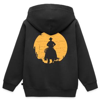 Country Western Wilder Westen Cowboy - Kinder Premium Organic Zip Hoodie - Schwarz - Hinten - AI Model Kid Male (0cm)