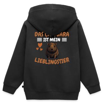 Lieblingstier Capybara Liebhaber Geschenk Capybara - Kinder Premium Organic Zip Hoodie - Schwarz - Hinten - AI Model Kid Male (0cm)