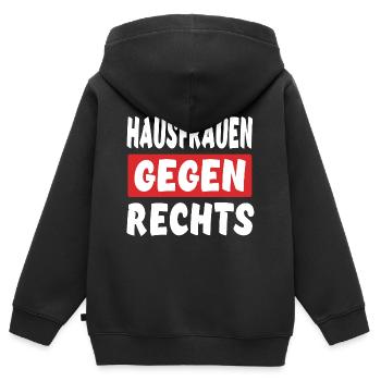 Hausfrauen Gegen Rechts - Rechts Nein Danke - Kinder Premium Organic Zip Hoodie - Schwarz - Hinten - AI Model Kid Male (0cm)