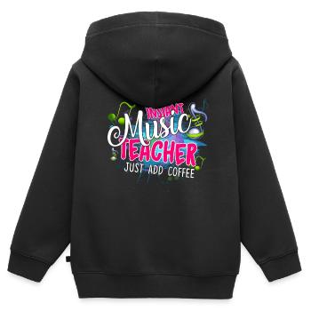 Instant Music Teacher Just Add Coffee - Kids Premium Organic Zip-up Hoodie - black - Back - AI Model Kid Male (0cm)