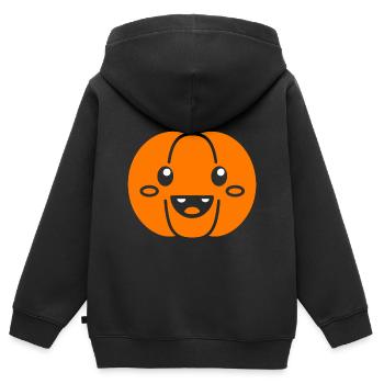 Kürbis - Kinder Premium Organic Zip Hoodie - Schwarz - Hinten - AI Model Kid Male (0cm)