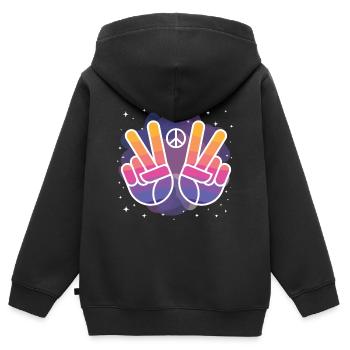 Peace - Kinder Premium Organic Zip Hoodie - Schwarz - Hinten - AI Model Kid Male (0cm)
