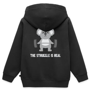 Soulevé de terre - Sweat Premium à capuche zippé enfant bio - noir - Dos - AI Model Kid Male (0cm)