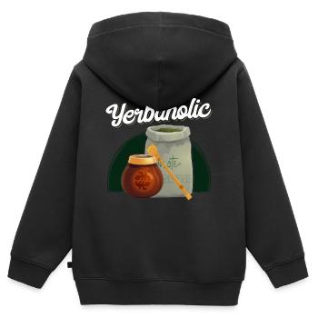 Amusant amant thé Yerba Mate - Sweat Premium à capuche zippé enfant bio - noir - Dos - AI Model Kid Male (0cm)