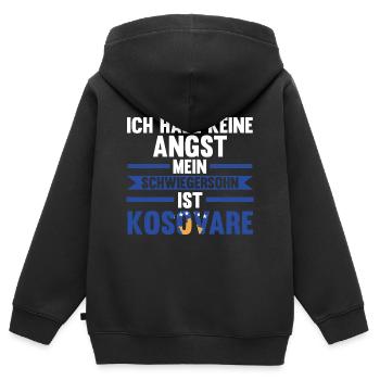 Ich habe keine Angst mein Schwiegersohn ist Kosova - Kinder Premium Organic Zip Hoodie - Schwarz - Hinten - AI Model Kid Male (0cm)