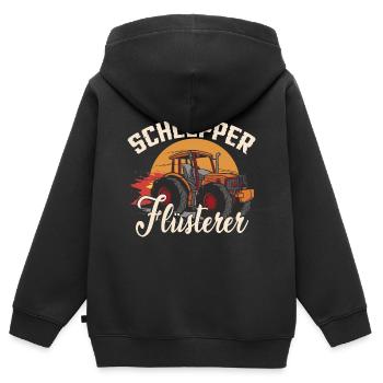 Schlepper Flüsterer | Traktor | Trecker - Kinder Premium Organic Zip Hoodie - Schwarz - Hinten - AI Model Kid Male (0cm)