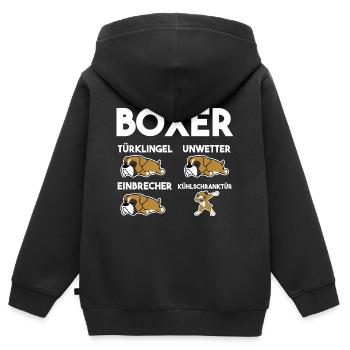 Hund Boxer - Kinder Premium Organic Zip Hoodie - Schwarz - Hinten - AI Model Kid Male (0cm)