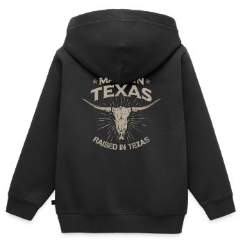 Hergestellt in Texas - Kinder Premium Organic Zip Hoodie - Schwarz - Hinten - AI Model Kid Male (0cm)